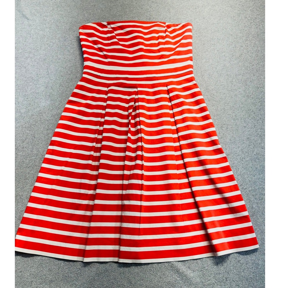 Gap Strapless Sundress Womens Size 6‎ Red White Stripe Fit Flare Summer Dress
